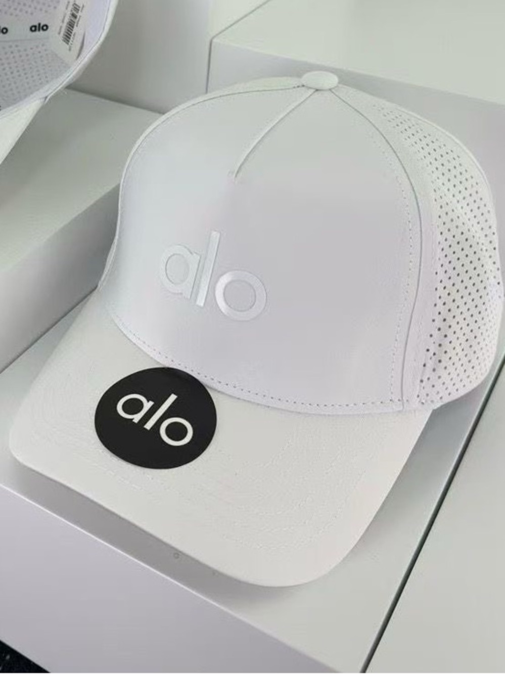 ALO Yoga White Logo Trucker Cap